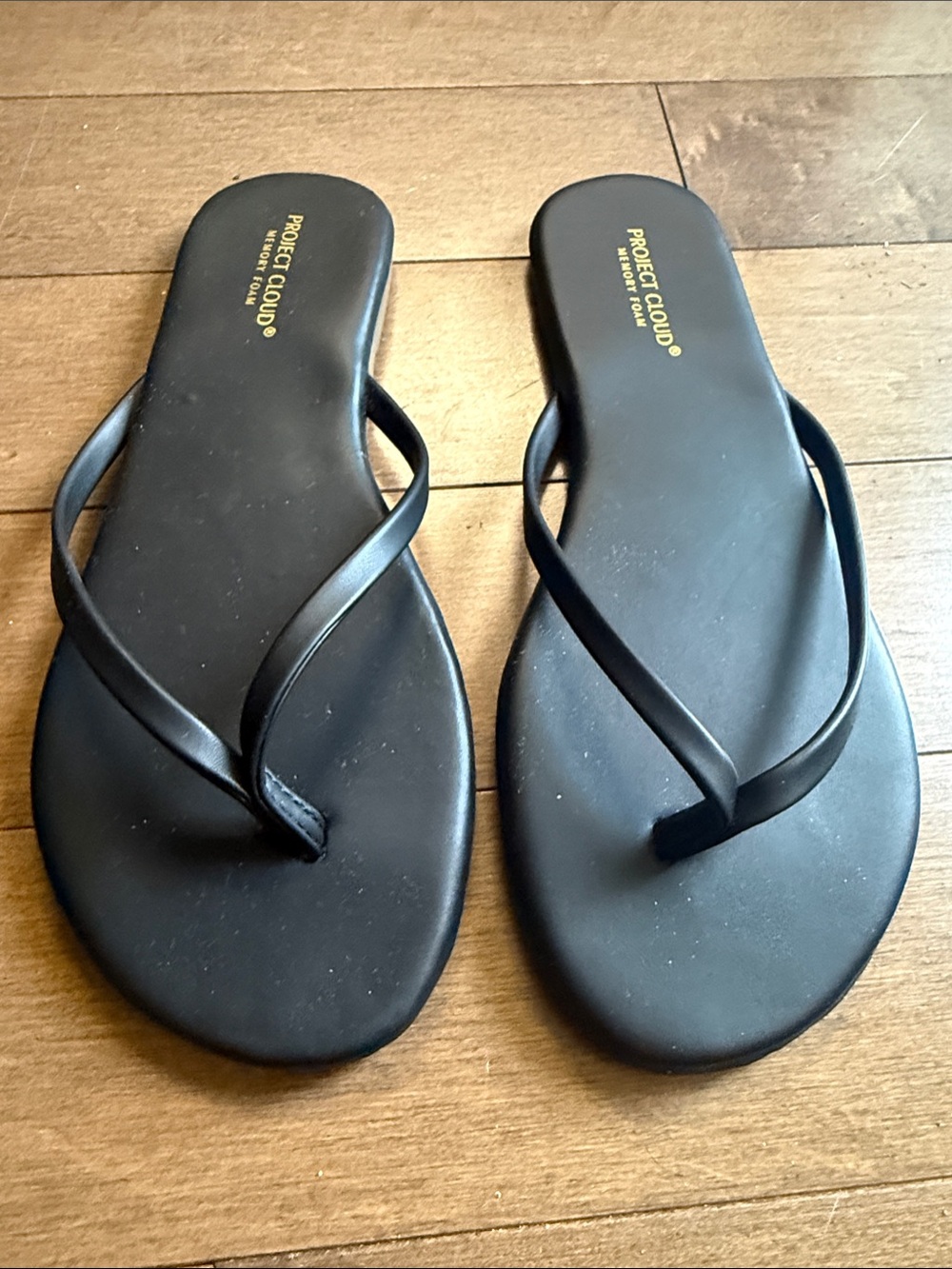 Project Cloud Black Thin-Strap Flip Flops